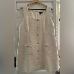 J. Crew Cream Mini Tweed Dress with Silver Jewel Buttons